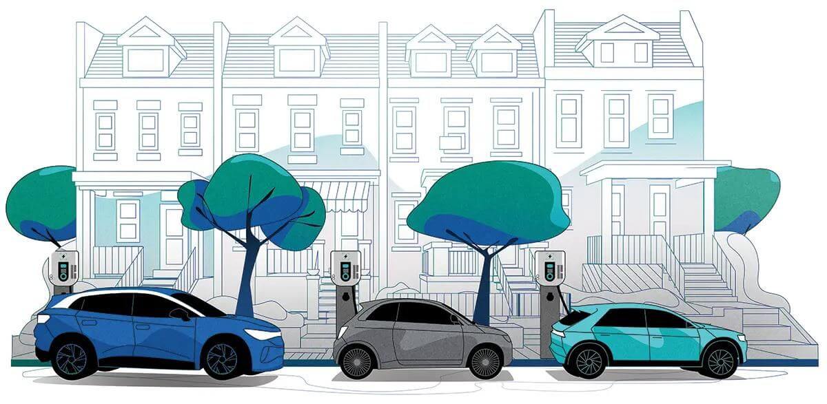 drawing of treelined street