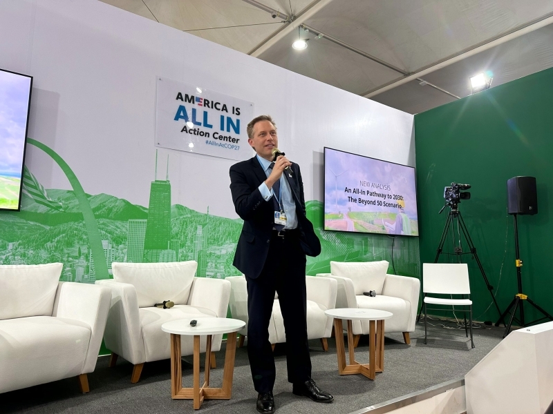 picture of CGS Director Nate Hultman at the All-In COP27 opening ceremony